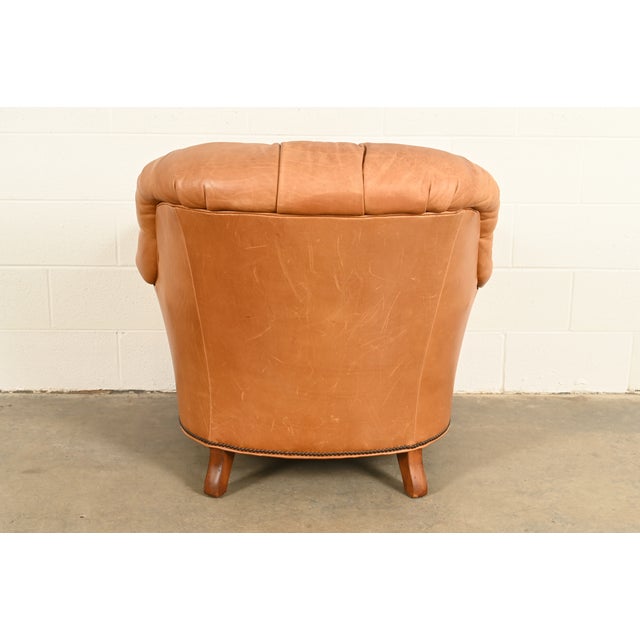 Baker Furniture Stately Homes Collection Late Victorian Tufted Leather Club Chair For Sale - Image 13 of 15