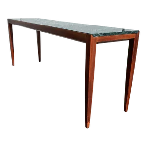 1950s Walnut & Marble Console Table Attributed to Gio Ponti