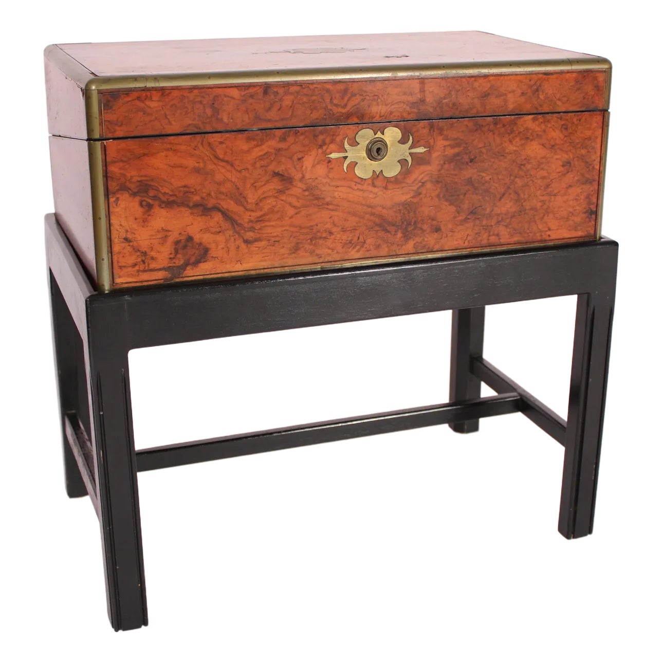 Burl Walnut and Walnut Writing Slope on Stand | Chairish
