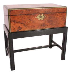Burl Walnut and Walnut Writing Slope on Stand