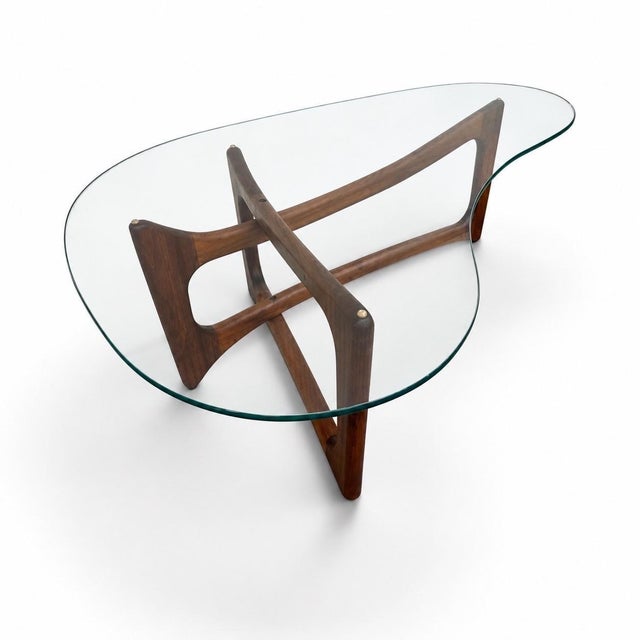 1960s Mid-Century Modern Adrian Pearsall Glass Top Walnut Coffee Table For Sale - Image 5 of 6