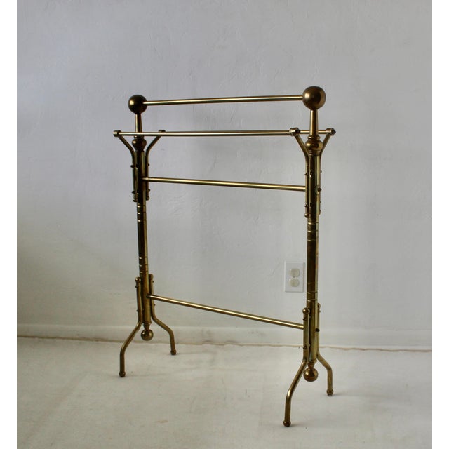 Vintage Victorian-Style Brass Towel Blanket Comforter Rack Stand For Sale - Image 15 of 15