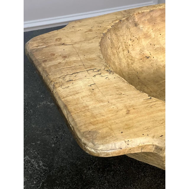 19th Century Primitive Swedish Hand-Carved Trough Style Wooden Dough Bowl For Sale - Image 10 of 12