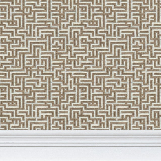Paper Bronte Ribbon Maze Removable Wallpaper – Walnut Brown Sample For Sale - Image 7 of 7