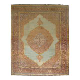 Stunning Blue Antique Tabriz Carpet rug no. j5024 For Sale
