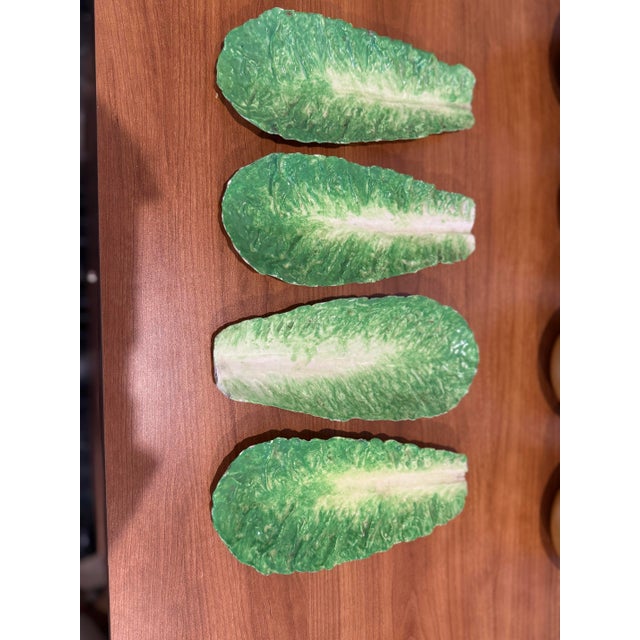 Rustic European Vintage Majolica Cabbage Leaf and Fruit Set For Sale - Image 3 of 12