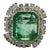 Vintage 12 Carat Colombian Emerald and Diamond Halo Ring Set in Palladium, Size 8 For Sale