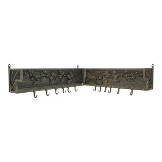 Mid 20th Century Floral Textured Wrought Iron Corner Coat Rack For Sale