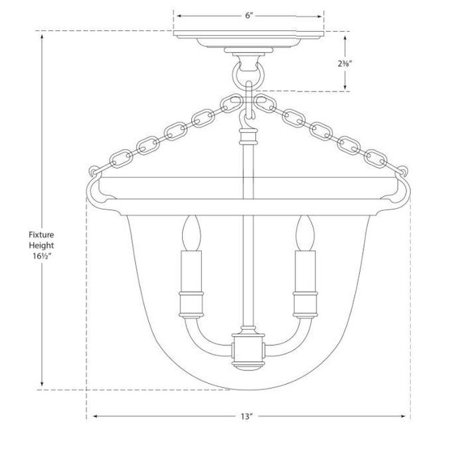 Traditional Chapman & Myers for Visual Comfort Signature Country Semi-Flush Bell Jar Lantern in Bronze For Sale - Image 3 of 3