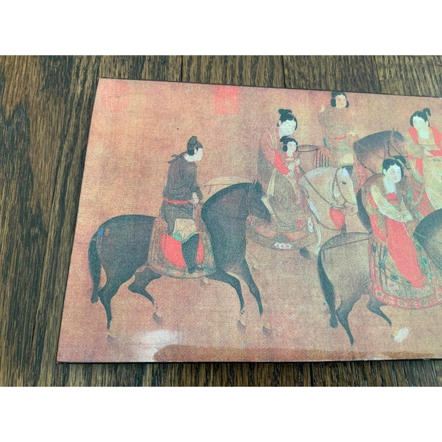 Really lovely colorful Asian art. A famous Asian print mounted on board and shellacked to provide a glow. It can be...