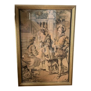 Framed Antique European Woven Tapestry Textile For Sale