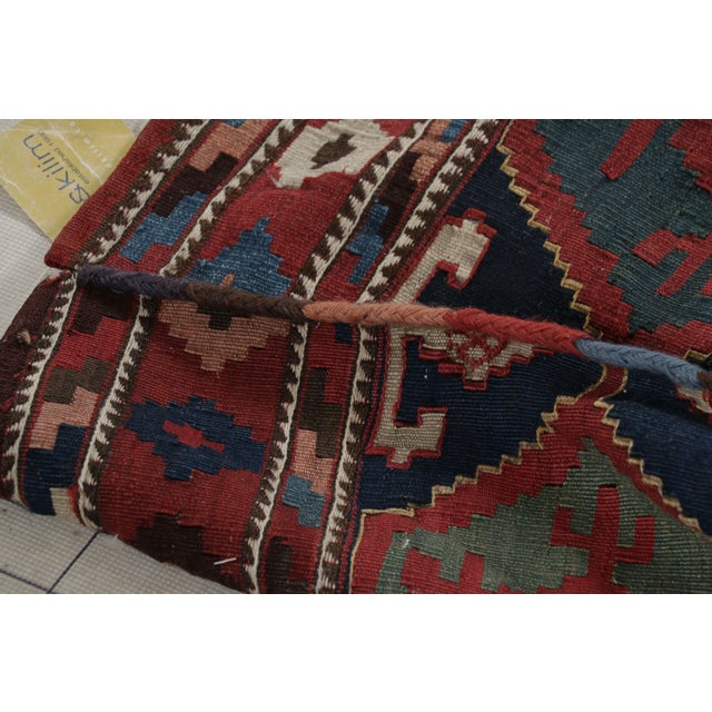 Rug & Kilim Antique Russian Tribal Bag Kilim With Geometric Patterns - Rug & Kilim For Sale - Image 4 of 8