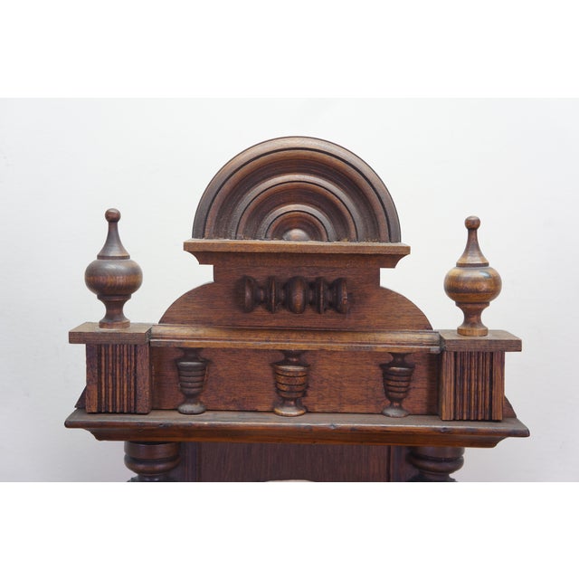 Brown Antique German Junghans Vienna Mahogany Converted Battery Power Clock 31" For Sale - Image 8 of 18