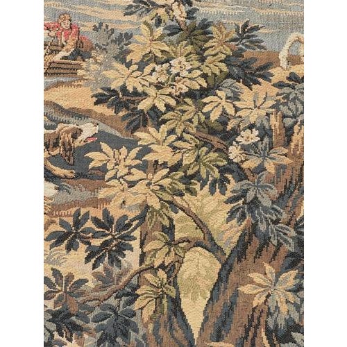 Vintage French Aubusson Style Jacquard Tapestry Hunting with Hounds, 1970s For Sale - Image 12 of 18