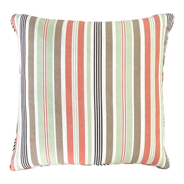 Vintage Tilton Fenwick for Duralee Striped Cotton Throw Pillow For Sale