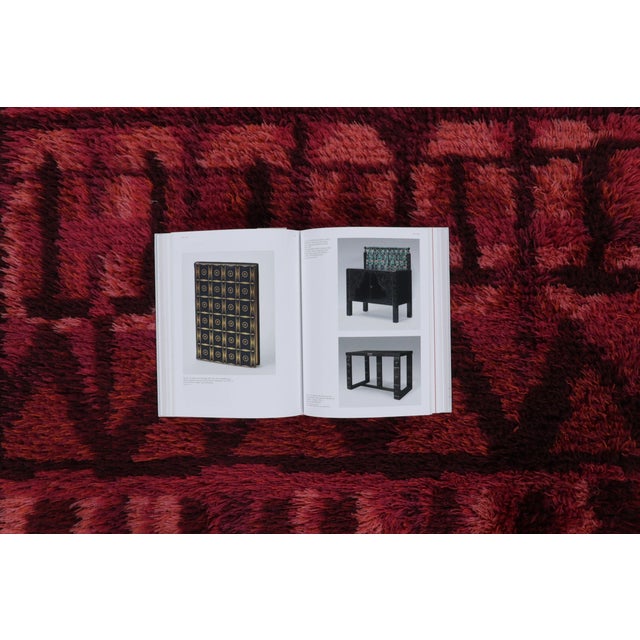 Magenta Vintage Swedish Rya Rug With Magenta Spires and Red Geometry - Rug & Kilim For Sale - Image 8 of 9