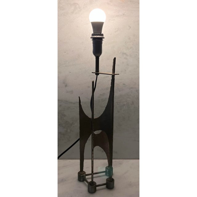 Mid 20th Century Vintage Brutalist Steel Table Lamp For Sale - Image 5 of 9