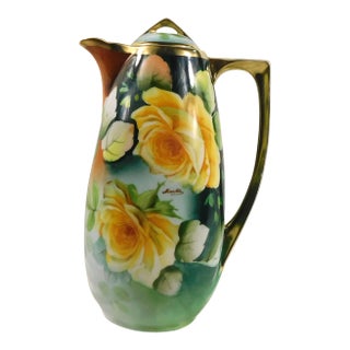 1930s Royal Austria Hand Painted and Signed Coffee Pot For Sale