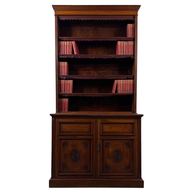 Antique Tall Mahogany Open Bookcase For Sale - Image 12 of 12