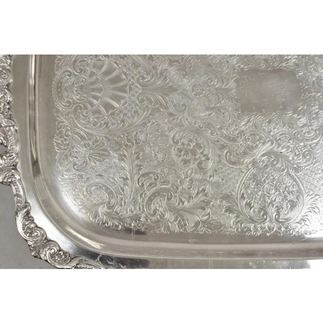Vintage Epca Old English by Poole 5032 Silver Plated Ornate Serving Platter Tray For Sale In Philadelphia - Image 6 of 12
