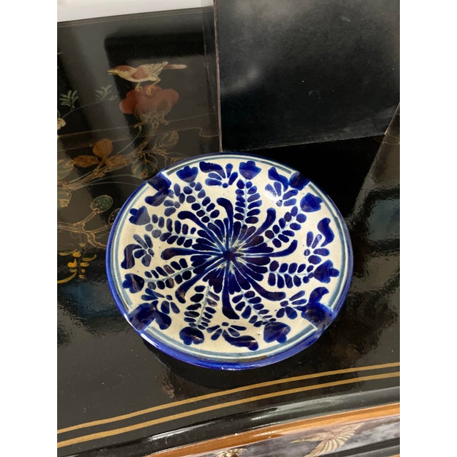 Mexican Vintage Hand-Painted Mexican Talavera Ashtray For Sale - Image 3 of 7