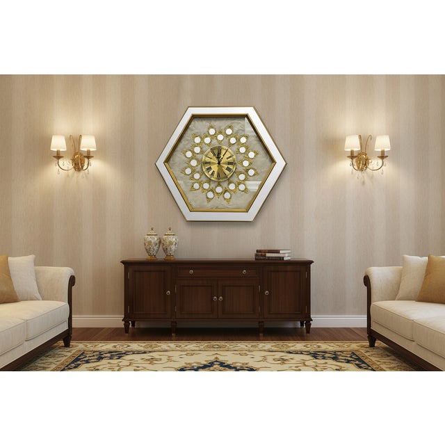 Large 32" Vintage Empire Art Products Hollywood Regency Mirrored Wall Clock For Sale - Image 12 of 12