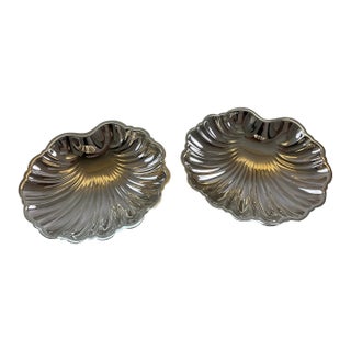 1980s Shell Shaped Silver Plate Sweet Dishes on Ball Feet - a Pair For Sale
