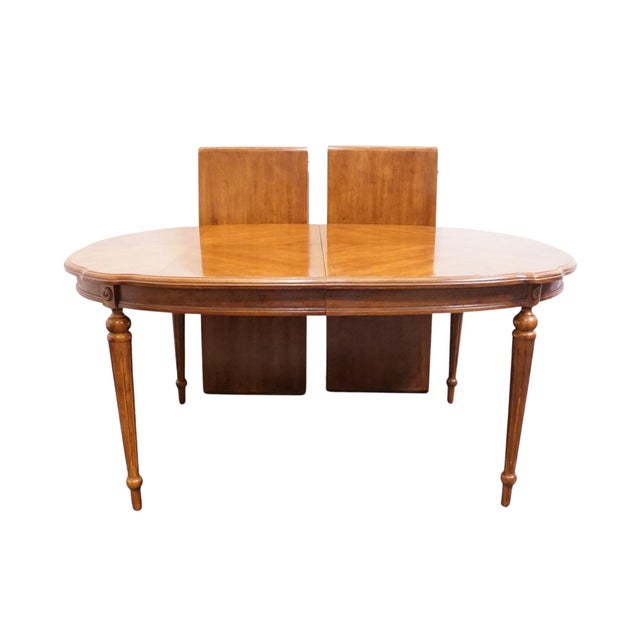 Wood Bernhardt Furniture Fruitwood Country French Style 100" Oval Dining Table 236-202 For Sale - Image 7 of 14