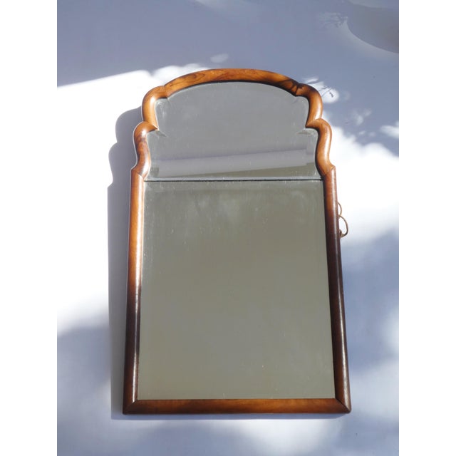 Large Antique Wooden Scalloped Mirror in Oak with Beveled Glass For Sale - Image 3 of 9