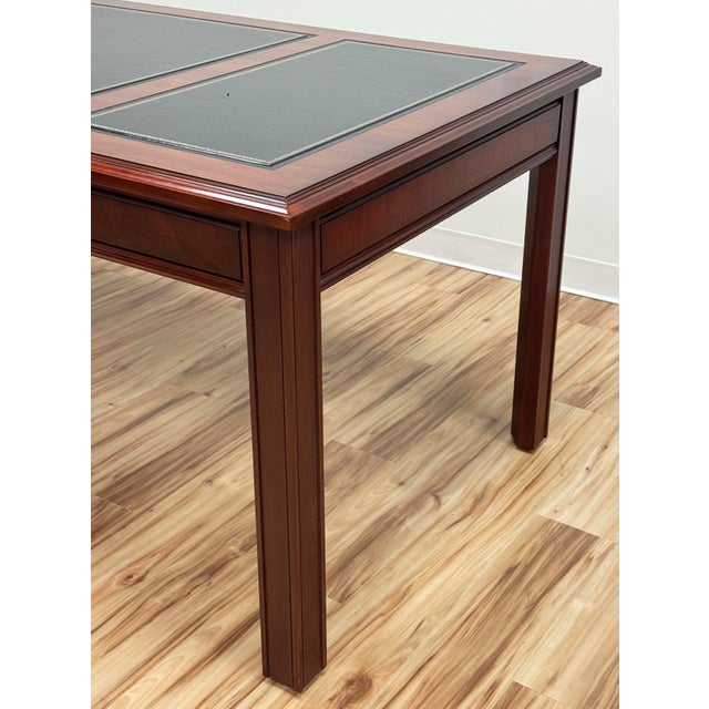 Mid 20th Century Vintage Kimball Leather Top Solid Wood Executive Desk For Sale - Image 5 of 18