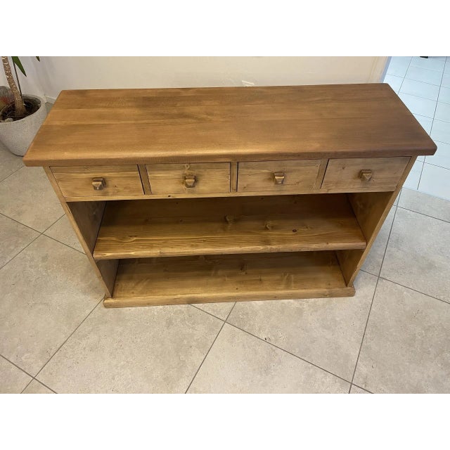 Vintage Spruce Console Table with Drawers For Sale - Image 3 of 14