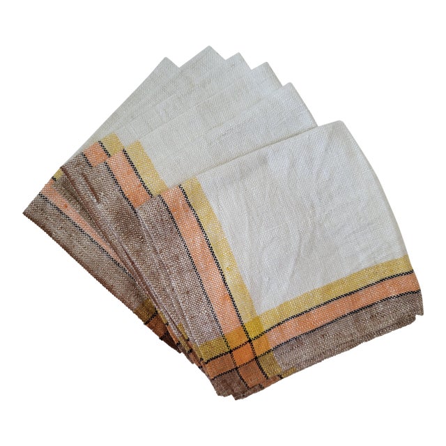 1960s Linen Cocktail Napkins, Set of 4 For Sale