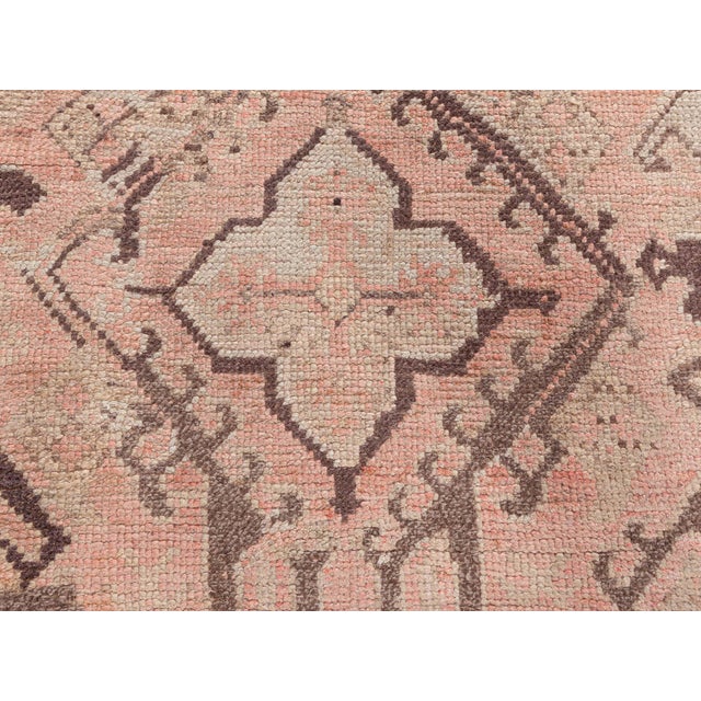 Antique Turkish Oushak Rug in Faded Rose and Mocha Tones For Sale In New York - Image 6 of 8