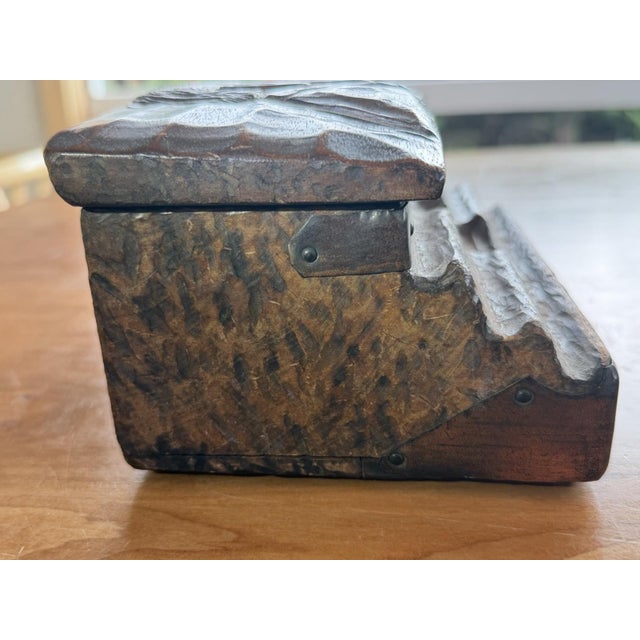 Antique Folk Art Hand Carved Figural Inkwell Stand Late 1800s Wooden For Sale - Image 9 of 15