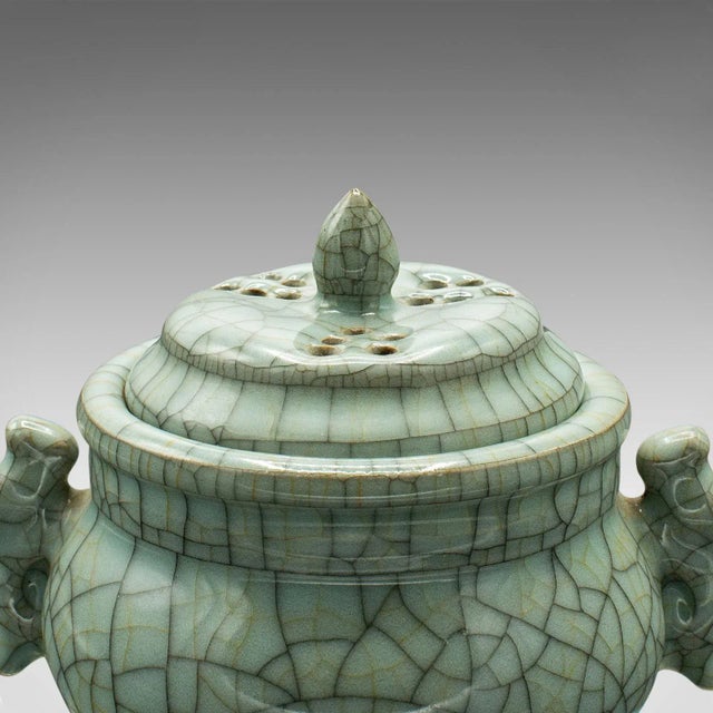1940s Vintage Art Deco Chinese Celadon Oriental Censer For Sale - Image 12 of 13
