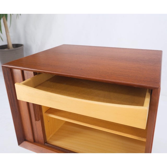 Mid-Century Modern Danish Mid-Century Modern Teak Side End Table Night Stand Tambour Doors Falster For Sale - Image 3 of 12