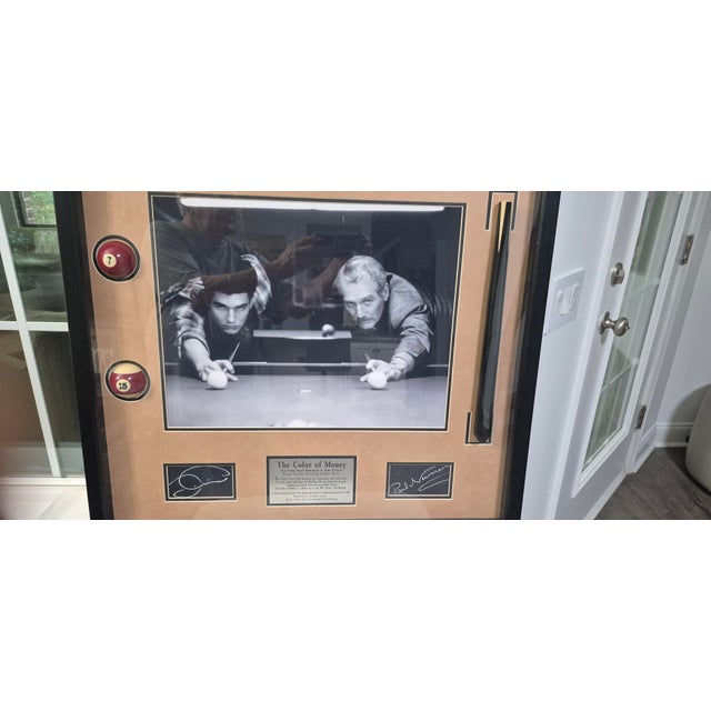 Shadowbox Display 1986 "Color of Money" ~ Man Cave Memorabilia Cast Tom Cruise & Paul Newman, mounted with decorative pool...