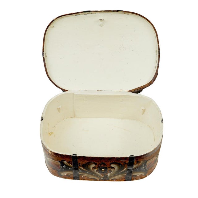 traditional 19th century hand painted scandinavian box circa 1860. rustic made piece from sweden that was used to help...