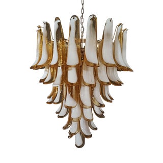 Vintage Italian Murano Chandelier with Caramel Glass Petals in the style of Mazzega, 1990 For Sale