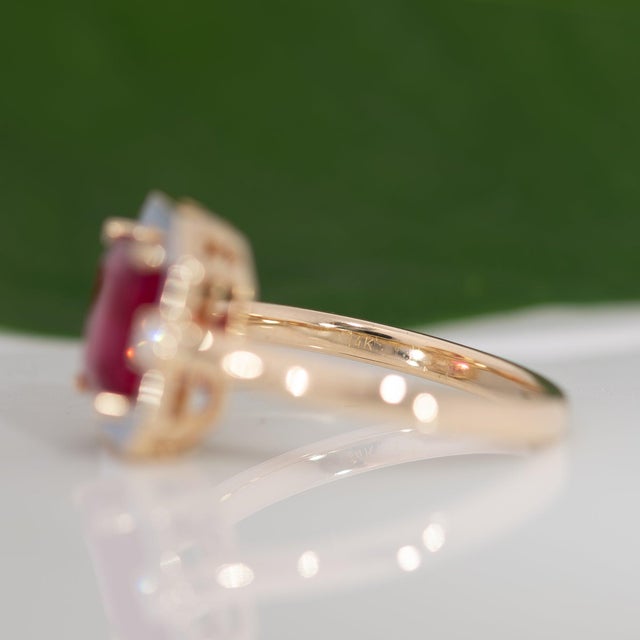 Scarlet & Gray Game Day | 2.2Ct Natural Ruby & Diamond Ring in Solid 14k Gold For Sale - Image 9 of 9