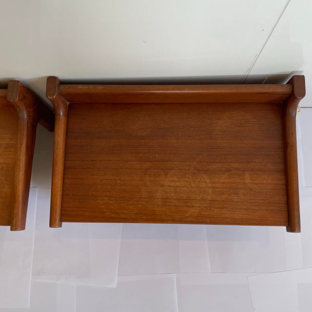 A Pair of Mid Century Floating Teak Night Stands Mid Century Danish For Sale - Image 4 of 9