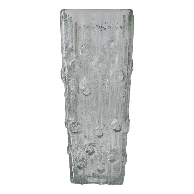 Large Modern Ice Glass Vase from Peil & Puzler, Germany, 1970s For Sale