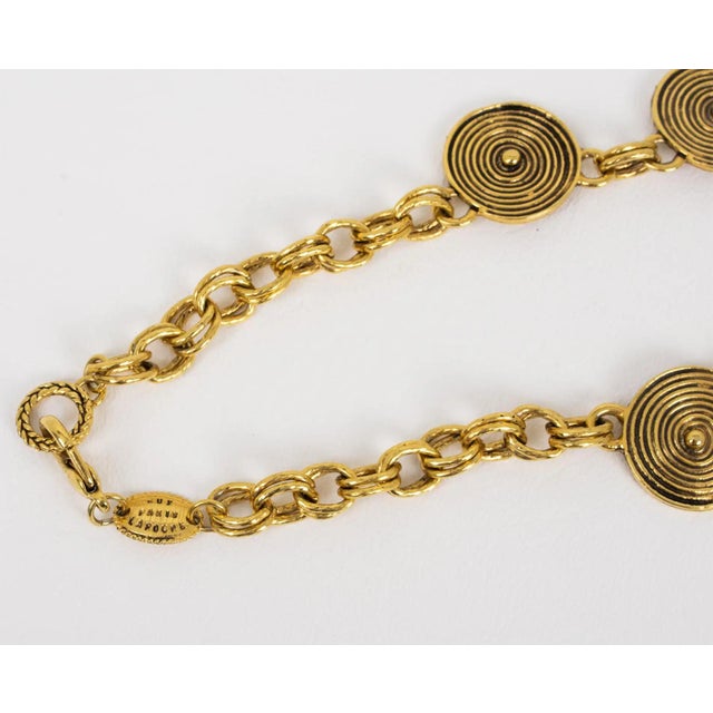 Metal Guy Laroche Gilt Metal Tribal Necklace For Sale - Image 7 of 9