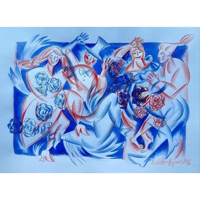 Veronika Issaeva-Agenos, So We Dance, Gouache and Pencil on Paper For Sale - Image 5 of 5