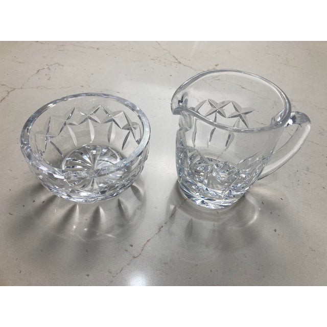 Mid 20th Century Waterford Cut Crystal Open Sugar & Creamer - Set of 2 For Sale - Image 9 of 13