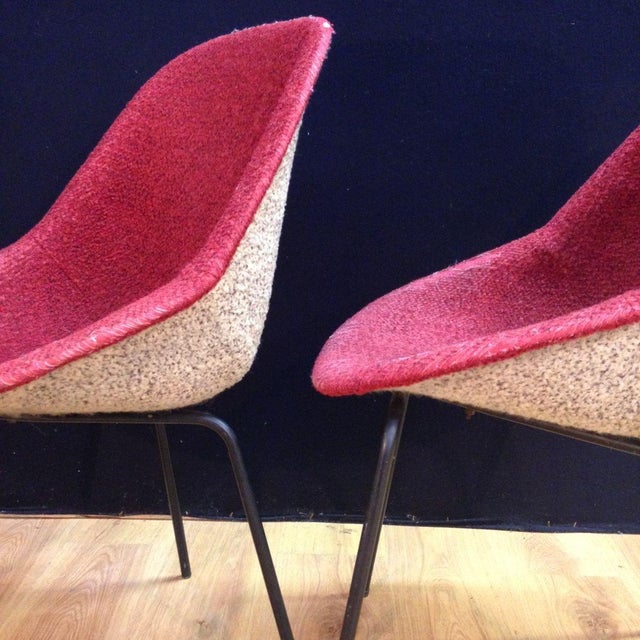 1950s Set of Pink Chairs by Genevieve Dangles-Christian Defrance for Burov, 1950s, Set of 2 For Sale - Image 5 of 10