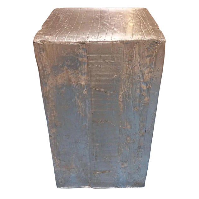 Anthropologie Anthropologie Silver Side Tables From Recycled Wood For Sale - Image 4 of 6