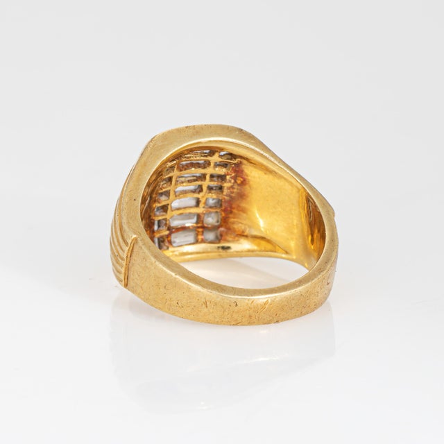 70s Diamond Dome Ring Sz 5 Wide Band Vintage 18k Yellow Gold Fine Jewelry For Sale - Image 4 of 7