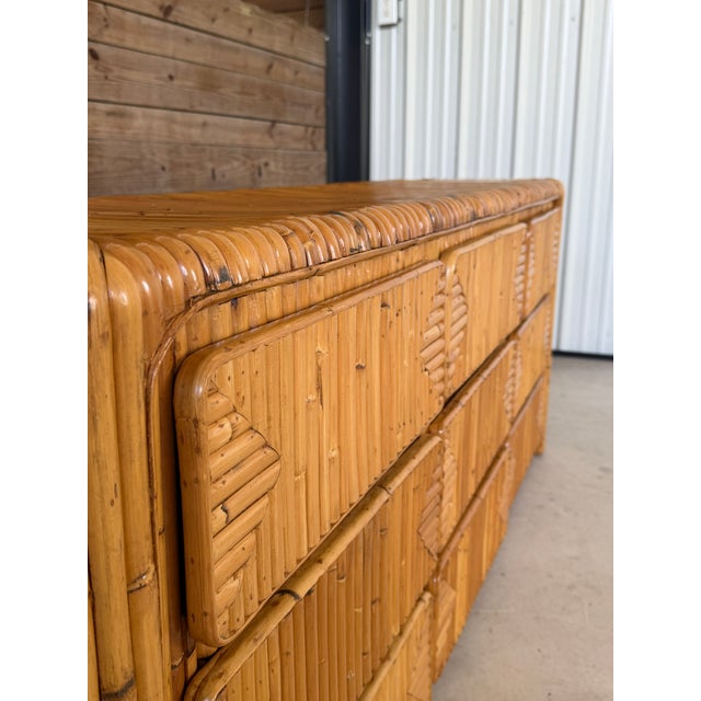 Vintage Restored Waterfall Split Rattan 9-Drawer Dresser For Sale In Naples, FL - Image 6 of 12