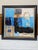 Abstract Square Framed Blue Abstract Art on Canvas For Sale - Image 3 of 4